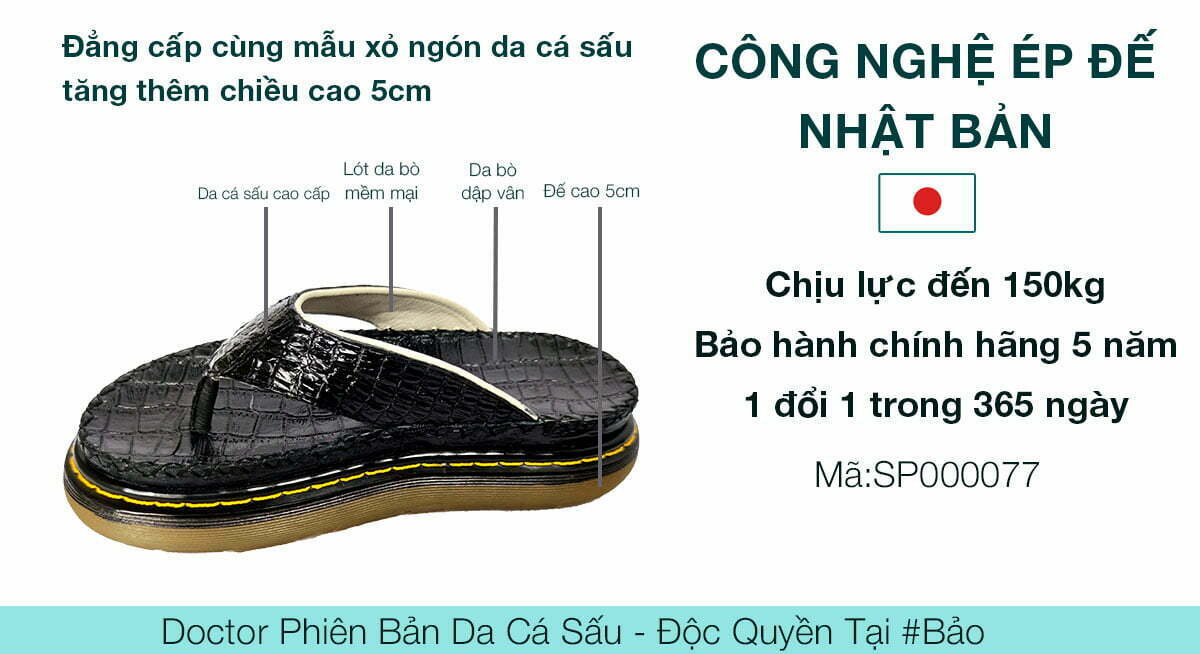 Dép Da Cá Sấu Công Nghệ Ép Đế Nhật bản